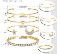 TTPSRY 4 Pièces Ensemble Bracelet Papillon Cristal Jonc Chaîne Manchette Bijoux Femme Élégant