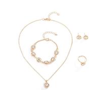 TTPSRY 4 Pièces Ensemble de Bijoux Femme Zircone Cristal Pendentif Cœur Collier Boucles d'Oreilles Bracelet Bague Parure Bijoux Anniversaire Noël Cadeaux pour Filles Fête Mariage (Blanc)
