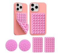 TTPSRY 4 Pièces Silicone Ventouse Téléphone Portable Support de Téléphone Antidérapant Adhésif Compatible iPhone Android Mains Libres Selfies et Vidéos Accessoire Télépho (Rose)