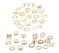 TTPSRY 41 Pièces Bague Femme Vintage Or Knuckle Bague Empilable Set Trendy Bagues Papillon Strass Vagues Ensemble de Bagues