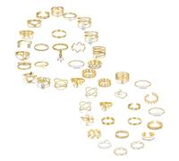 TTPSRY 43 Pièces Bague Femme Bohème Knuckle Bague Or Empilable Set Minimaliste Bagues Floraux Perle Ensemble de Bagues