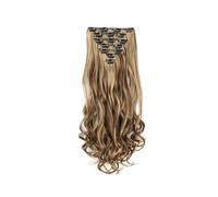 TTPSRY 56cm Extension Cheveux Naturel Bouclée Ondulée Postiche Queue de Cheval Extension Synthétique Rajout Cheveux pour Femmes(Brun Chocolat&Blond Miel)