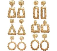 TTPSRY 6 Paires Boucles D'oreilles Géométriques Texturées Pendantes Dorées Vintage Bijoux Femmes Accessoires Élégants