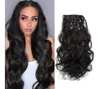 TTPSRY 7 PCS Extensions de Cheveux Clip Naturels Wave Bouclé 20 Pouces Longue Extension à Clip Hair Extension Cheveux Synthétique Rajout Cheveux Wave Bouclé pour Femme（#2）