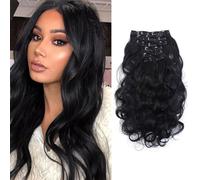 TTPSRY 7 PCS Extensions de Cheveux Clip Naturels Wave Bouclé 20 Pouces Longue Extension à Clip Hair Extension Cheveux Synthétique Rajout Cheveux Wave Bouclé pour Femme（#1）