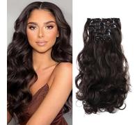 TTPSRY 7 PCS Extensions de Cheveux Clip Naturels Wave Bouclé 20 Pouces Longue Extension à Clip Hair Extension Cheveux Synthétique Rajout Cheveux Wave Bouclé pour Femme（#3）