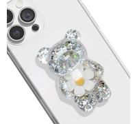 TTPSRY Bague Telephone Portable Fleur d'ours Pailletée Universel Rétractable Multifonctionnel Créatif et Mignon Support Antidérapant pour Téléphone Portable Aupport de Bureau