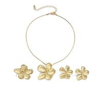 TTPSRY Bijoux Femmes Ensemble Collier Plaqué Argent Bague Boucles Fleurs pour Femmes et Filles Bijoux Fantaisie Cadeaux pour la Fête des Mères les Anniversaires Noë (Bronze)