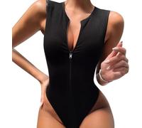TTPSRY Body Femme sans Manche Côtelé Zip Bodysuit Moulant Élégant Top Sculptant Gainant tendance Mode Confortable chic Soirée