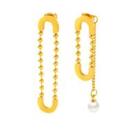 TTPSRY Boucles D'oreilles Asymétriques Forme U Chaîne Boule Perle Pendante Acier Inoxydable Bijoux Femme Élégants