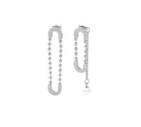 TTPSRY Boucles D'oreilles Asymétriques Forme U Chaîne Boule Perle Pendante Acier Inoxydable Bijoux Femme Élégants