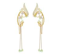 TTPSRY Boucles d'Oreilles Clip Elfe pour Femme Boucles d'Oreilles Fée en Or et Franges Bijoux Élégants pour Mariage Cosplay Halloween Accessoire de Costume