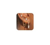 TTPSRY Boucles D'oreilles Créoles Cristal Zircon Chaîne Pendantes Anneaux Bijoux Femme Élégants