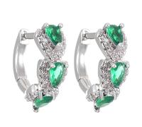 TTPSRY Boucles D'oreilles Créoles Cœur Cristal Rouge Argent Brillant Bijoux Femme Élégant Luxe Strass