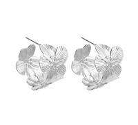 TTPSRY Boucles D'oreilles Créoles Florales Métalliques Texture Striée Bijoux Femme Accessoires Élégants