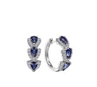 TTPSRY Boucles D'oreilles Créoles Goutte Saphir Bleu Cristal Zircon Cubique Bijoux Femme Élégants Luxueux Accessoires Mariage Soirée