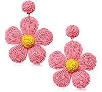TTPSRY Boucles d'Oreilles Femme Fleur Bohème Artisanales Pendantes Piercing Oreille Bijoux Ethniques Accessoires Mode Piercing Tragus Cadeau(Pink)