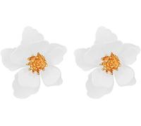 TTPSRY Boucles d'oreilles femme fleurs en Alliages dorées Bijoux élégants pour toutes occasions(Blanc)