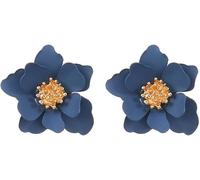 TTPSRY Boucles d'oreilles femme fleurs en Alliages dorées Bijoux élégants pour toutes occasions(Bleu)