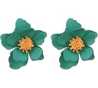 TTPSRY Boucles d'oreilles femme fleurs en Alliages dorées Bijoux élégants pour toutes occasions(Vert)
