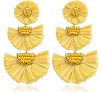 TTPSRY Boucles d'Oreilles Femme Pendantes Raphia Bohème Piercing Oreille Ethnique Bijoux Fantaisie Piercing Tragus Accessoires Mode Cadeau Anniversaire(Pink)