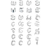 TTPSRY Boucles d'Oreilles Femme Piercing Oreille Cartilage Ear Cuff Sans Perçage Bijoux Oreilles Clips Manchette Piercing Tragus Accessoires Bijoux Femme Argent(argent)