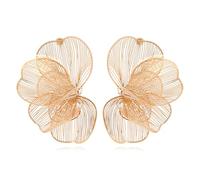 TTPSRY Boucles D'oreilles Fleur Ajourée Métallique Bijoux Élégants Accessoires Féminins Ornements Artistiques