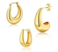 TTPSRY Boucles D'oreilles Géométriques Minimalistes Plaqué Or Créoles Ovales Demilune Bijoux Femme Élégants