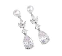 TTPSRY Boucles D'oreilles Goutte Cristal Zircon Perle Élégantes Bijoux Femme Pendantes Longues Brillantes Luxueuses Argent