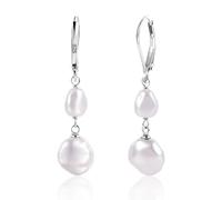 TTPSRY Boucles D'oreilles Goutte Perle S925 Argent Plaqué Or 14k Hypoallergéniques Double Perle Naturelle Bijoux Élégants