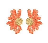 TTPSRY Boucles D'oreilles Marguerite Fleur Émail Blanc Centre Doré Bijoux Femme Accessoires Printemps Été