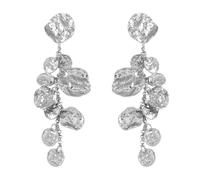 TTPSRY Boucles D'oreilles Pendantes Texture Métallique Cascade Médaillons Brillants Bijoux Longues Statement Élégantes