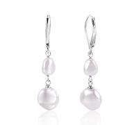 TTPSRY Boucles D'oreilles Perles Baroques Double Goutte Dorées Élégantes Bijoux Femme Naturelles Luxueuses