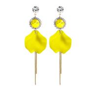 TTPSRY Boucles D'oreilles Pétales Roses Cristal Pendantes Longues Chaîne Argent S925 Élégantes Brillantes