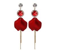TTPSRY Boucles D'oreilles Pétales Roses Cristal Pendantes Longues Chaîne Argent S925 Élégantes Brillantes