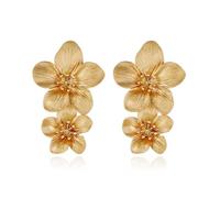 TTPSRY Boucles D'oreilles pour Femmes Double Fleur Mates Boucles D'Oreilles Hypoallergéniques Bijoux Exquis de Mariage Anniversaire Cadeaux