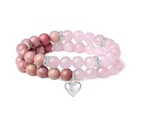 TTPSRY Bracelet Améthyste Naturelle Charme Cœur Argent Bijoux Femme Pierre Précieuse Élégant Bracelet Extensible