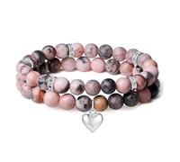 TTPSRY Bracelet Améthyste Naturelle Charme Cœur Argent Bijoux Femme Pierre Précieuse Élégant Bracelet Extensible
