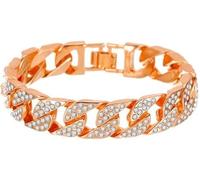 TTPSRY Bracelet Chaîne Cubaine Cristaux Brillants Argenté Luxueux Bijou Élégant Accessoire Femme Poignet Classique Intemporel