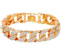 TTPSRY Bracelet Chaîne Cubaine Cristaux Brillants Argenté Luxueux Bijou Élégant Accessoire Femme Poignet Classique Intemporel