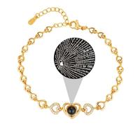 TTPSRY Bracelet Cœur Argenté Avec Projection 'Je T'Aime' En 100 Langues Chaîne Ajustable 17cm 5cm Bijou Élégant Pour Femmes Bracelet Romantique En Argent