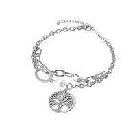TTPSRY Bracelet Femme Arbre de Vie en Alliages avec Perle Bijoux Élégants pour Cadeau Anniversaire Femme Mode et Style Intemporel(Argent)