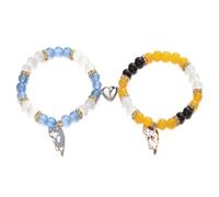 TTPSRY Bracelet Perles Chat Adorable Lot De 2 Bracelets Chat Noir Et Blanc Bijoux Fantaisie Pour Femme Bracelet Élastique Avec Breloque Chat Accessoires Mode Féminine