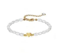 TTPSRY Bracelet Perles Naturelles avec Cœur Doré Bijoux Femme Femme Réglable Bracelet Élégant Cadeau Anniversaire Natale Regali Compleanno Donna