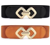 TTPSRY Ceinture Élastique Losange Métallique Boucle Dorée Accessoire Taille Haute Ajustable Femme Classique Élégante