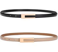 TTPSRY Ceinture Fine Rectangle Boucle Métallique Dorée Ajustable Élégante Minimaliste Accessoire Taille Haute Classique