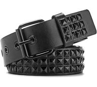 TTPSRY Ceinture Large Punk Pyramide Métallique Boucle Argent Accessoire Taille Ajustable Cuir Synthétique Rivets Carrés Style Rock