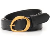 TTPSRY Ceinture Ovale Boucle Dorée Classique Cuir Véritable Ajustable Élégante Accessoire Tenue Quotidienne Femme