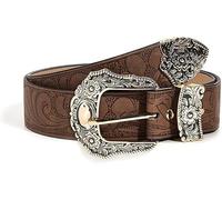 TTPSRY Ceinture Vintage Gravée Boucle Métallique Ornementale Cuir Véritable Motif Floral Artisanal Élégant Accessoire Taille