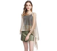 TTPSRY Châles Et écharpes Métalliques étincelants Par Dame Robes De Soirée Chatoyantes Étole Pour Femme Soirée Cérémonies Fêtes Mariage (Or)